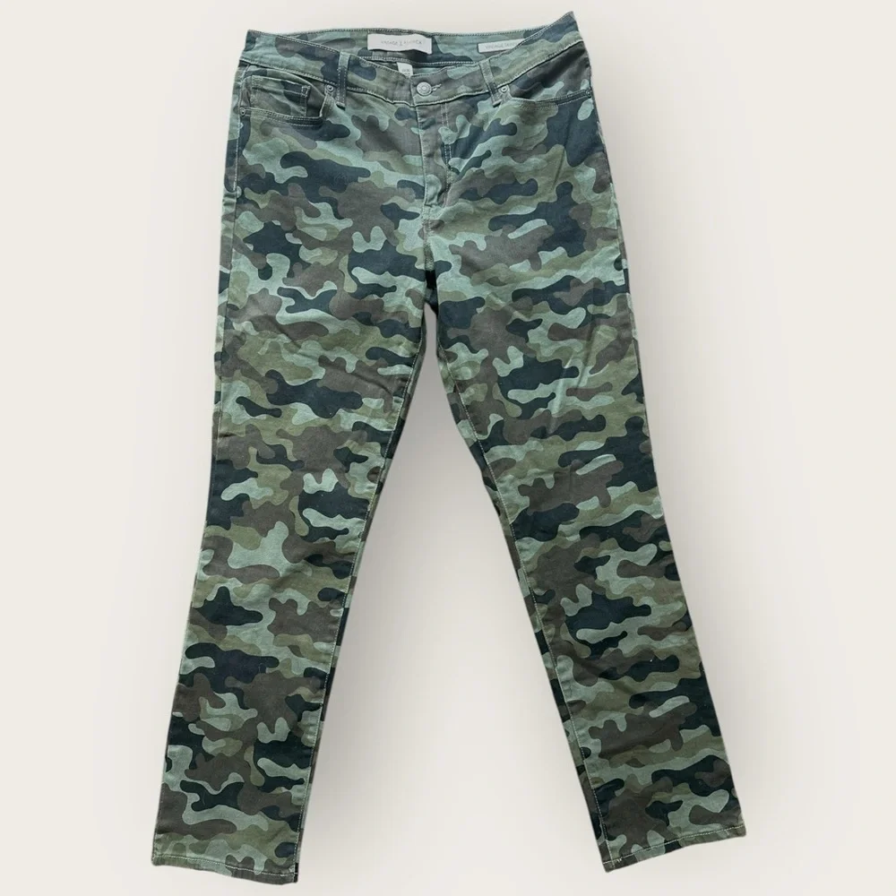 Vintage America Camouflage Print Skinny Jeans(982)